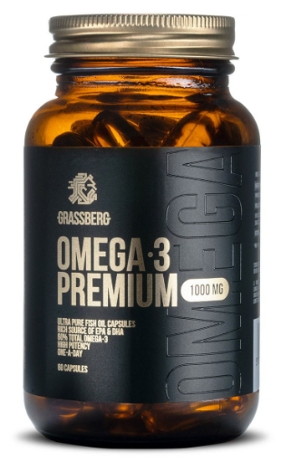 Obrázek Grassberg Omega 3 Premium 1000mg - 60 Kapslí